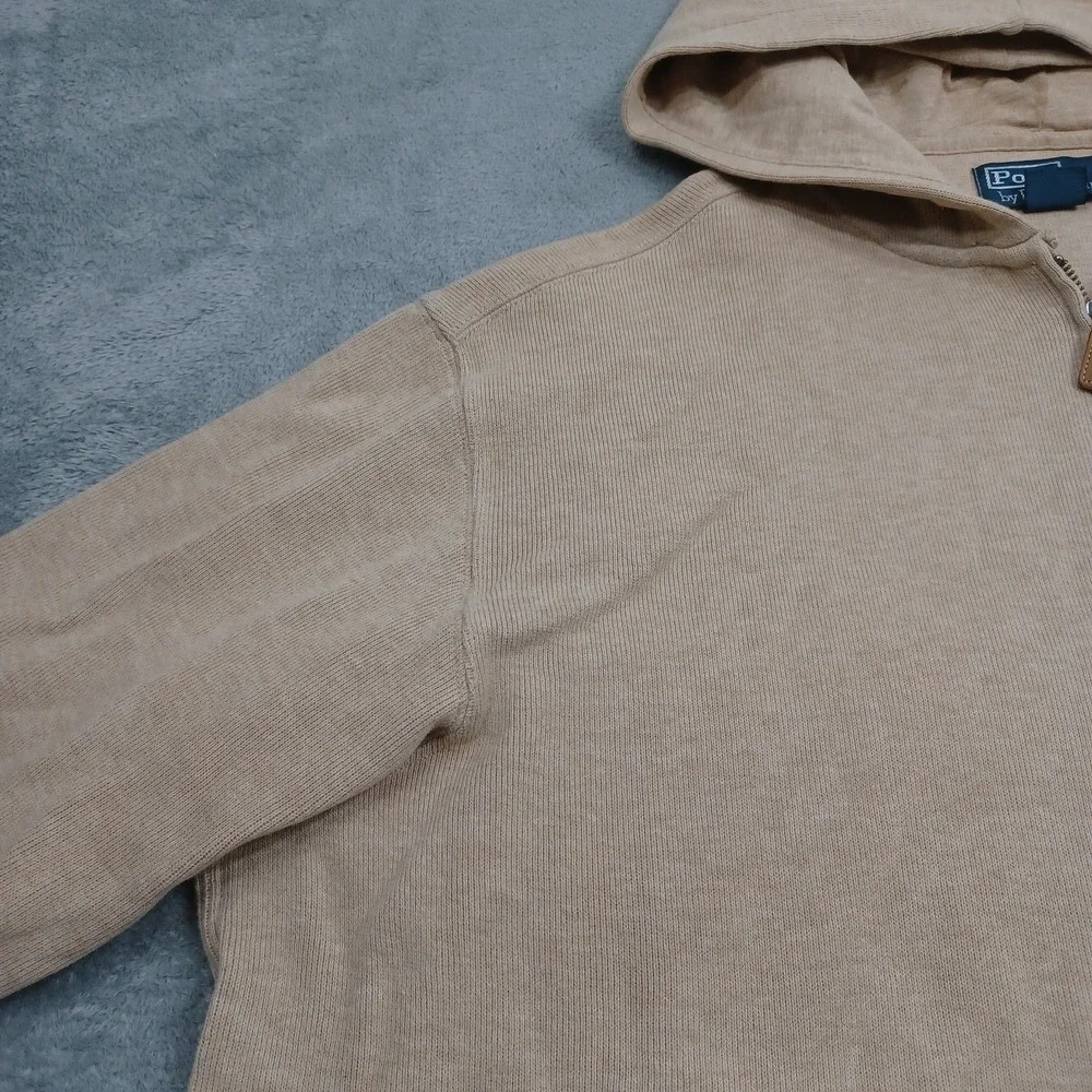 Polo Ralph Lauren Jacket Mens‎ XL Brown Hooded Full Zip Pockets Preppy